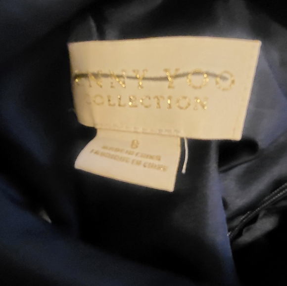 Anthropologie BHLDN /Jenny Yoo Ryan Illusion V Neck Maxi Dress Size 8 Navy Blue - Picture 12 of 14